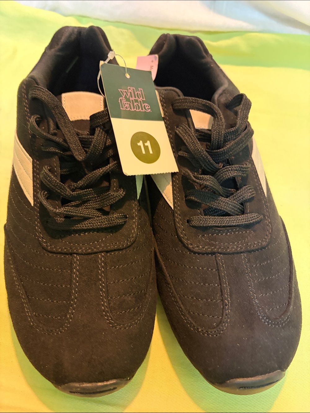 wild fable Black Sneakers with Cream Stripe